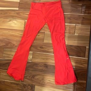 Red bell bottom workout pants